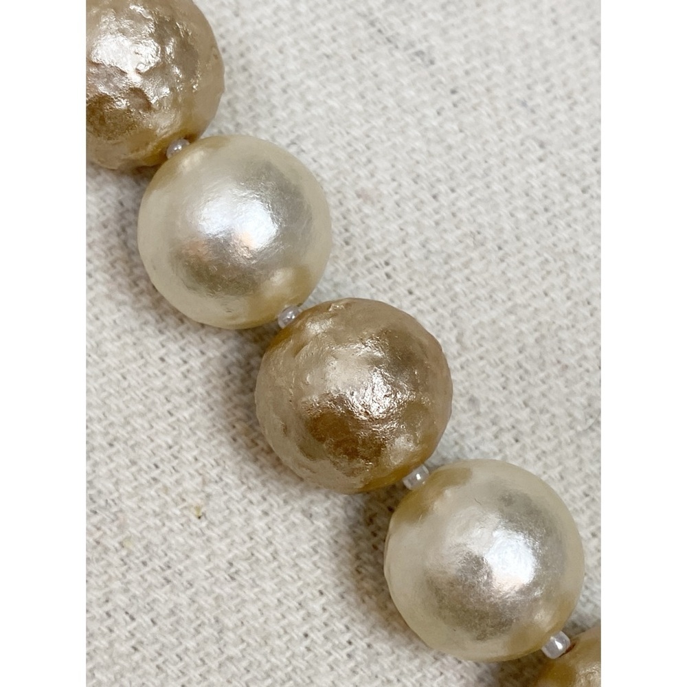 Elegant Chunky Textured Faux Pearl Necklace two tone champagne - Picture 4 of 6